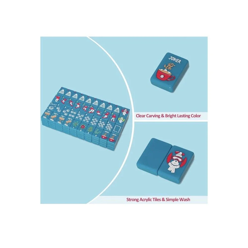 American Mahjong Tile Set with Carrying Bag and Accessories, 160 Acrylic Engrave